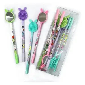 Mix Cartoon Design Mirror & Comb Pen