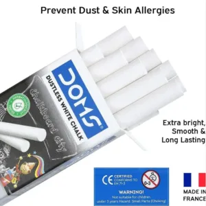 DOMS Non-Toxic Dustless White Chalk (1 Packet)
