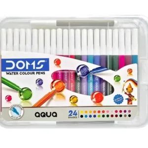 DOMS Aqua 24 Shades Watercolour Sketch Pen Set | Unique Push Resistant Tip With Bright & Intense Colors | Non-Toxic & Safe For Kids