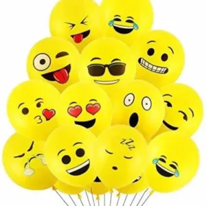 Emoji Balloons Latex Yellow Emoji Smiley Balloons (Pack of 10)